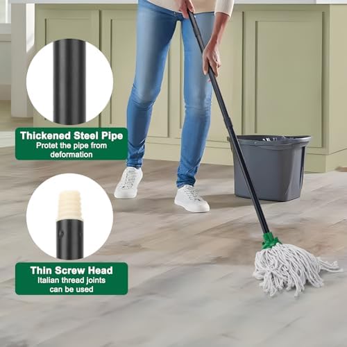 Mopa KeFanta para Limpieza de Piso, 2 Piezas de Cabezal de Repuesto de Algodón Compatible con Mopa de Microfibra, Verde (1 Mango y 2 Cabezas) - imagen 2