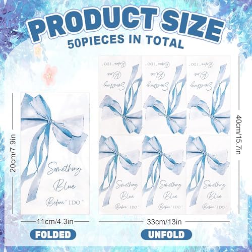 JarThenaAMCS 50 Piezas Servilletas Desechables Azules con Lazo para Bautizo, Fiesta de Despedida de Soltera y Cena, Accesorios de Mesa - imagen 2