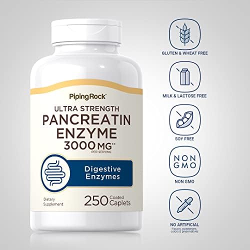 Piping Rock Pancreatina Enzimas Digestivas | 250 Tabletas | Ultra Fuerte | Suplemento No Transgénico y Libre de Gluten - imagen 3