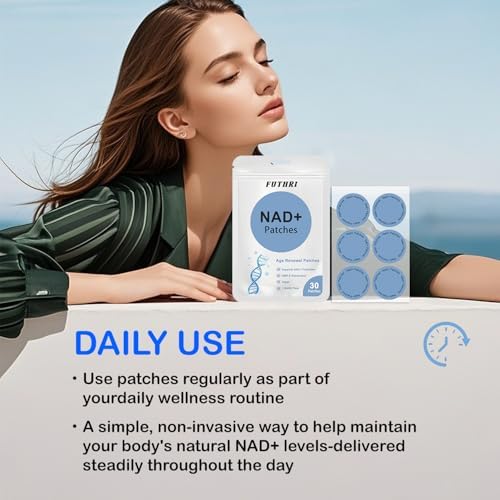 Parches FUTHRI NAD+, Veganos, 60 Piezas | Parches para Hombres y Mujeres | Energía y Envejecimiento Saludable | Con CoQ10 y Nicotinamida | Uso Cómodo - imagen 5