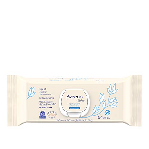 Toallitas Húmedas AVEENO Baby Sensibles, Sin Parabenos ni Fragancias, 64 piezas (Paquete de 2) - imagen 1