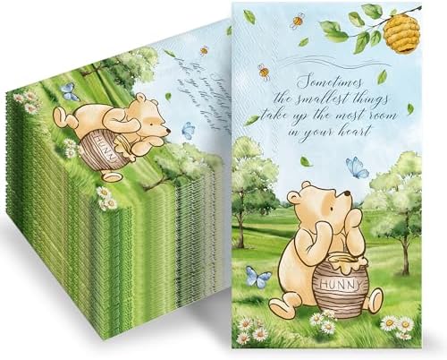100 Servilletas de Papel para Baby Shower de Osito, 100 Piezas, Decorativas y Desechables, Tema de Cartoon, Suministros para Fiesta y Cumpleaños - imagen 1