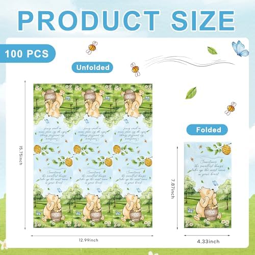 100 Servilletas de Papel para Baby Shower de Osito, 100 Piezas, Decorativas y Desechables, Tema de Cartoon, Suministros para Fiesta y Cumpleaños - imagen 2