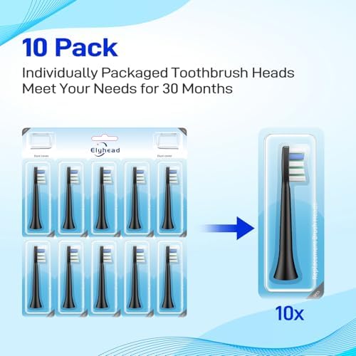 Cabezas de cepillo de dientes de repuesto compatibles con el cepillo eléctrico sónico Rtauys S5, 10 piezas, color negro - imagen 6