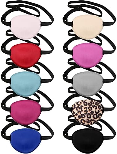 Parches Oculares SATINIOR Ajustables para Ambliopía, 10 Piezas en 10 Colores, Parche Suave de Seda para Adultos y Niños, Halloween, Izquierdo o - imagen 1