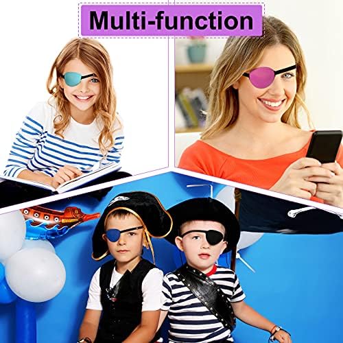 Parches Oculares SATINIOR Ajustables para Ambliopía, 10 Piezas en 10 Colores, Parche Suave de Seda para Adultos y Niños, Halloween, Izquierdo o - imagen 5