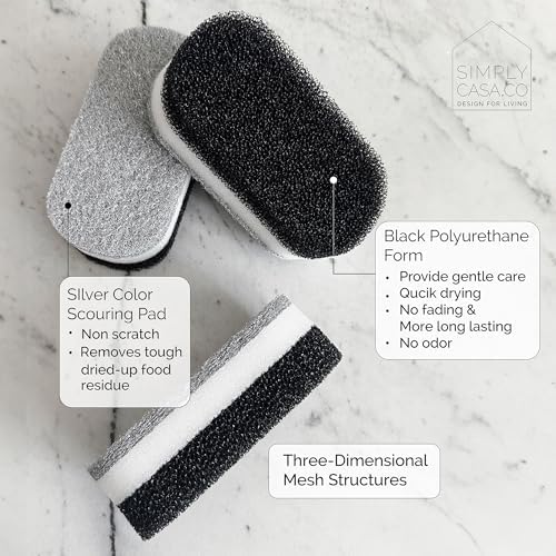 Esponjas de Limpieza para Platos SIMPLYCASA - Paquete de 6 | No Rayan y Secado Rápido | Estropajos Reutilizables para Cocina y Hogar | Diseño - imagen 2