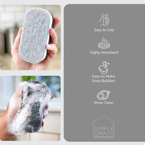 Esponjas de Limpieza para Platos SIMPLYCASA - Paquete de 6 | No Rayan y Secado Rápido | Estropajos Reutilizables para Cocina y Hogar | Diseño - imagen 3