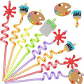 25 Popotes Reutilizables para Pintura Artística, Suministros para Fiesta de Cumpleaños y Regalos, Regreso a Clases con 2 Cepillos de Limpieza - imagen 1