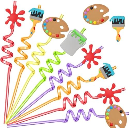 25 Popotes Reutilizables para Pintura Artística, Suministros para Fiesta de Cumpleaños y Regalos, Regreso a Clases con 2 Cepillos de Limpieza - imagen 1