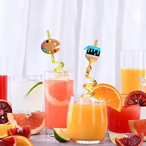 25 Popotes Reutilizables para Pintura Artística, Suministros para Fiesta de Cumpleaños y Regalos, Regreso a Clases con 2 Cepillos de Limpieza - imagen 2