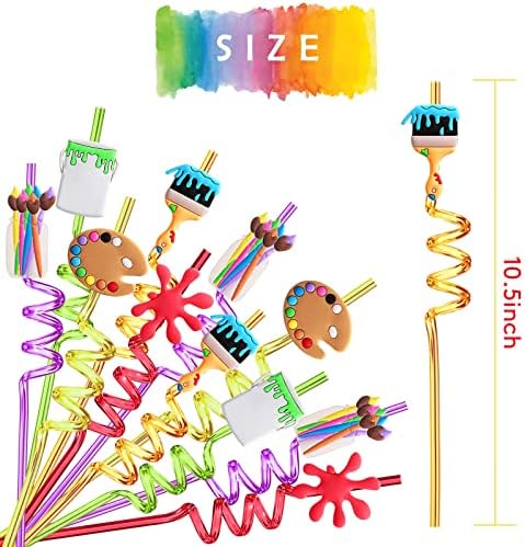25 Popotes Reutilizables para Pintura Artística, Suministros para Fiesta de Cumpleaños y Regalos, Regreso a Clases con 2 Cepillos de Limpieza - imagen 5