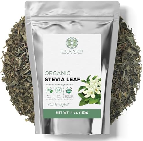 Hojas de Stevia Orgánica 4 oz (113g) - Certificación USDA, Té de Hierbas Secas, Cortadas y Tamizadas - imagen 1