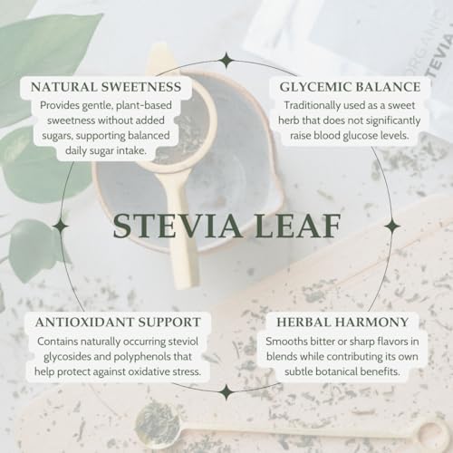 Hojas de Stevia Orgánica 4 oz (113g) - Certificación USDA, Té de Hierbas Secas, Cortadas y Tamizadas - imagen 3