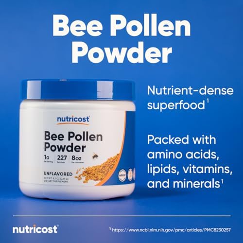 Nutricost Polvo de Polen de Abeja (8 oz) - 227 Porciones, Sin Sabor, Libre de Gluten, No OGM, Suplemento Dietético Vegetariano - imagen 6