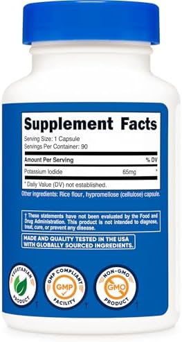 Nutricost Yoduro de Potasio (KI), 90 Cápsulas, 65mg por Porción, Vegetariano, Sin OGM y Sin Gluten - imagen 5