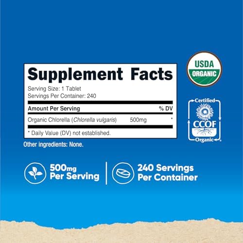 Nutricost Chlorella Orgánica 500mg, 240 Tabletas - Sin Gluten, No Transgénico - imagen 2