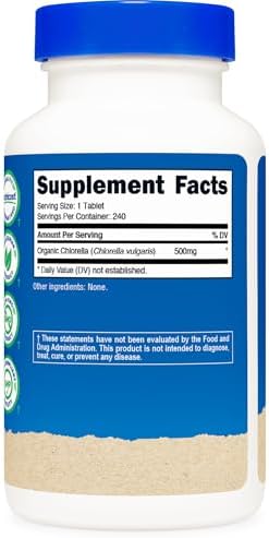 Nutricost Chlorella Orgánica 500mg, 240 Tabletas - Sin Gluten, No Transgénico - imagen 5