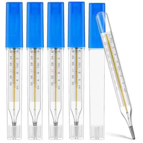 MAGICLULU Termómetro Oral de Vidrio 5 Piezas para Adultos, Escala Dual ℃ & ℉, Medición Precisa para Niños, Bebés y Adultos, Incluye Estuche - imagen 1