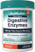 Nuevos Enzimas Digestivas NewRhythm 490 mg con Probióticos y Prebióticos, 7 Enzimas Clave, 120 Cápsulas Veganas - imagen 1