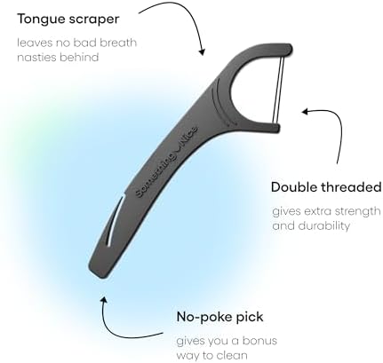 SOMETHING NICE Versa Palillos de Hilo Dental - Paquete de 90 con Sabor a Menta y Raspador de Lengua para Mayor Protección - imagen 3