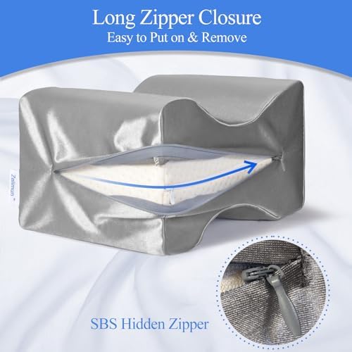 Funda de Reemplazo para Almohada de Rodilla 10 x 8 x 6.3, Funda Lavable con Cremallera Larga para Almohada de Soporte de Espuma (Gris) - imagen 3