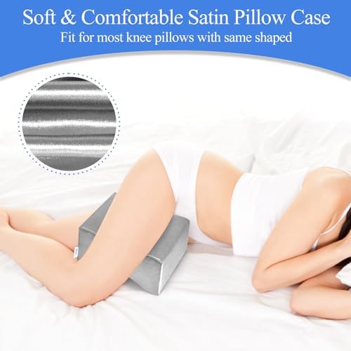 Funda de Reemplazo para Almohada de Rodilla 10 x 8 x 6.3, Funda Lavable con Cremallera Larga para Almohada de Soporte de Espuma (Gris) - imagen 4