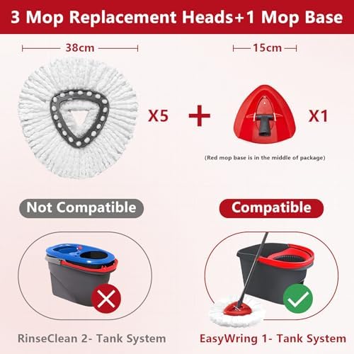 Cabezal de Repuesto para Mopa Easywring 1-Tank System, 5 Piezas de Microfibra Blanca, Reemplazo para O-Ceda, Limpieza Fácil - imagen 2