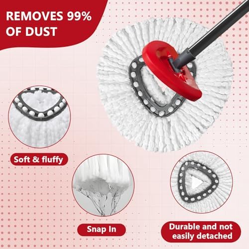 Cabezal de Repuesto para Mopa Easywring 1-Tank System, 5 Piezas de Microfibra Blanca, Reemplazo para O-Ceda, Limpieza Fácil - imagen 5