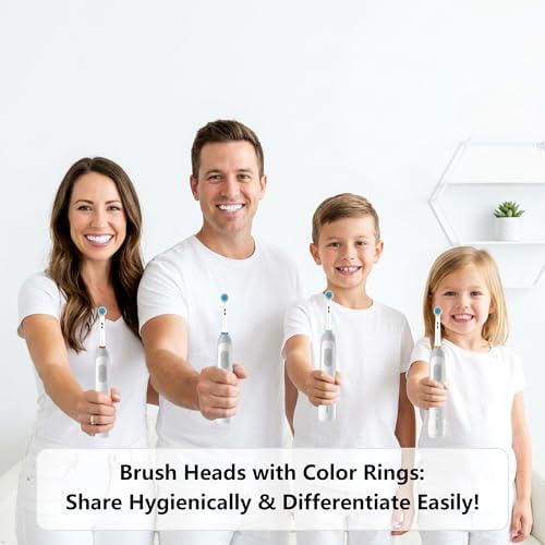 Cabezas de Cepillo de Dientes para Encías Sensibles, Paquete de 12, Suaves y Compatibles con Oral-B Braun Pro 1000/3000/5000/7000, Anillos de Colores - imagen 2