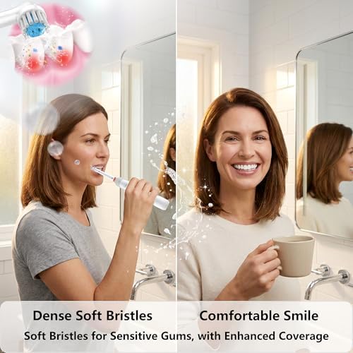 Cabezas de Cepillo de Dientes para Encías Sensibles, Paquete de 12, Suaves y Compatibles con Oral-B Braun Pro 1000/3000/5000/7000, Anillos de Colores - imagen 4
