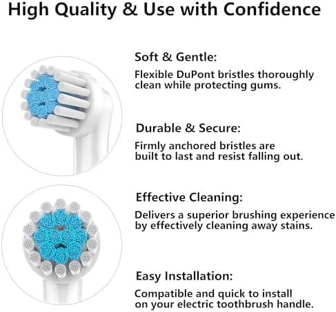 Cabezas de Cepillo de Dientes para Encías Sensibles, Paquete de 12, Suaves y Compatibles con Oral-B Braun Pro 1000/3000/5000/7000, Anillos de Colores - imagen 5