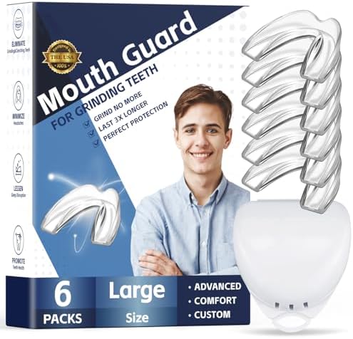 Paquete de 6 Protectores Bucales para Hombres, Guardas Dentales Cómodas para Bruxismo, TMJ y Blanqueamiento Dental, Moldables para la Noche - imagen 1