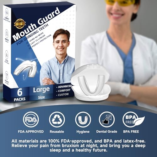 Paquete de 6 Protectores Bucales para Hombres, Guardas Dentales Cómodas para Bruxismo, TMJ y Blanqueamiento Dental, Moldables para la Noche - imagen 5