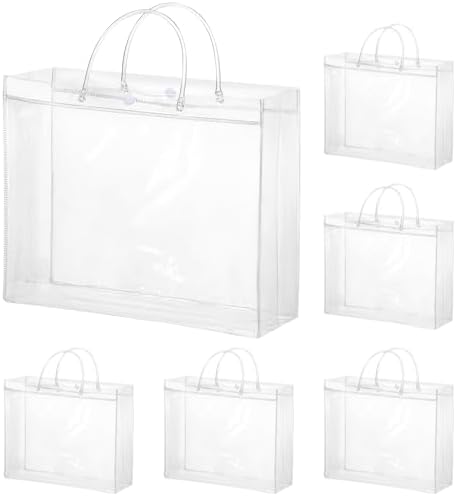 Bolsas de Regalo Transparentes Grandes Worric, 6 Piezas con Asa, 11.8x3.9x9.8, Perfectas para San Valentín y Fiestas de Negocios - imagen 1