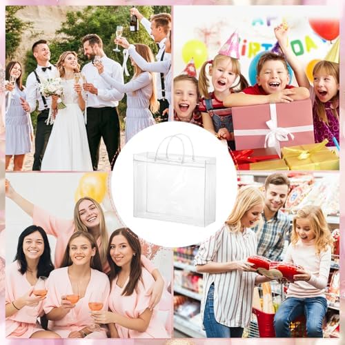 Bolsas de Regalo Transparentes Grandes Worric, 6 Piezas con Asa, 11.8x3.9x9.8, Perfectas para San Valentín y Fiestas de Negocios - imagen 7