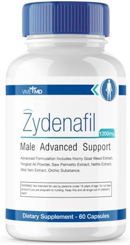 Píldoras VIVE MD Zydenafil para Hombres - Fórmula Avanzada 1200mg con Tongkat Ali, Saw Palmetto y Horny Goat Weed (60 Cápsulas) - imagen 1