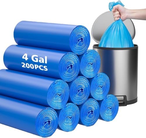 Bolsas de Basura Compostables AYOTEE - 4 Galones, 200 Paquetes, Biodegradables, Bolsas Azules para Reciclaje, Sin Filtraciones, para Baño - imagen 1