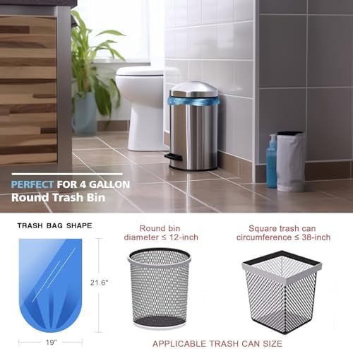 Bolsas de Basura Compostables AYOTEE - 4 Galones, 200 Paquetes, Biodegradables, Bolsas Azules para Reciclaje, Sin Filtraciones, para Baño - imagen 3