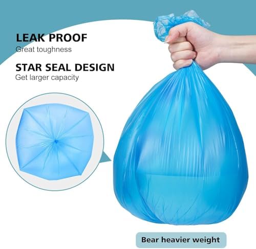Bolsas de Basura Compostables AYOTEE - 4 Galones, 200 Paquetes, Biodegradables, Bolsas Azules para Reciclaje, Sin Filtraciones, para Baño - imagen 4