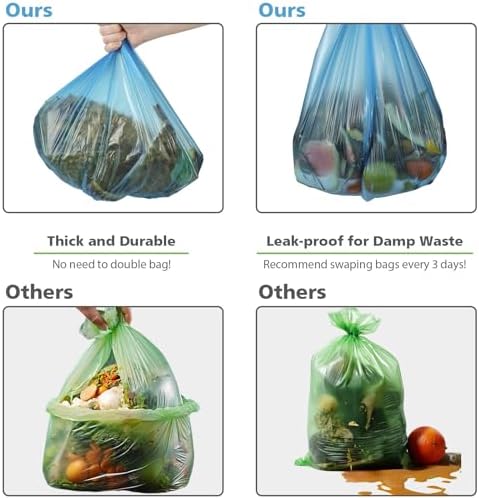 Bolsas de Basura Compostables AYOTEE - 4 Galones, 200 Paquetes, Biodegradables, Bolsas Azules para Reciclaje, Sin Filtraciones, para Baño - imagen 6