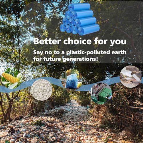 Bolsas de Basura Compostables AYOTEE - 4 Galones, 200 Paquetes, Biodegradables, Bolsas Azules para Reciclaje, Sin Filtraciones, para Baño - imagen 8