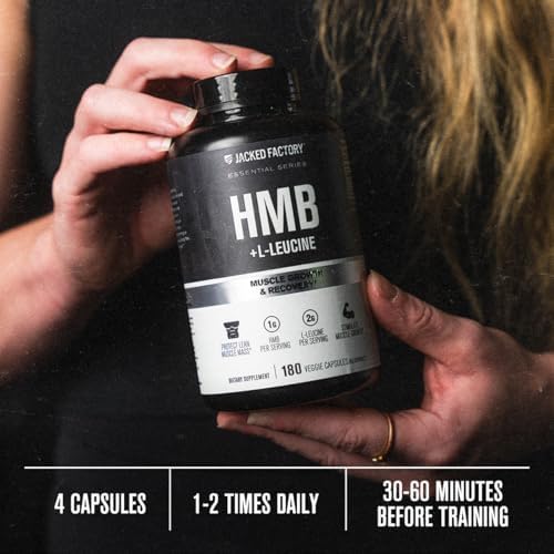 Cápsulas Jacked Factory HMB + Leucina - 2g de L-Leucina, 1g de HMB - Estimula el Crecimiento Muscular, Protege la Masa Muscular Magra - 180 Cápsulas - imagen 5