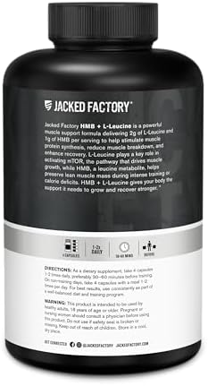 Cápsulas Jacked Factory HMB + Leucina - 2g de L-Leucina, 1g de HMB - Estimula el Crecimiento Muscular, Protege la Masa Muscular Magra - 180 Cápsulas - imagen 8