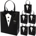 Bolsas de Regalo Crisky 6 Piezas Tuxedo Clásico Negro 3D con Lazo Real y Botones para Groomsman, Cumpleaños, Aniversario y Boda 10 x 8 x 4 - imagen 1