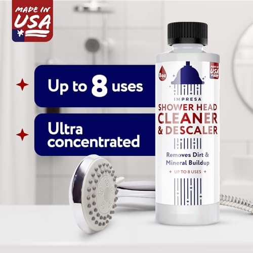 Solución Limpiadora para Regaderas IMPRESA - 8 oz sin fragancia - Eliminador de depósitos de cal y desincrustante - Restaura el flujo de agua - Hecho - imagen 2