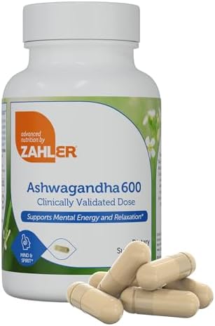 Cápsulas de Ashwagandha Zahler, Suplemento KSM-66 de 600mg, Apoyo para Relajación y Estrés, Kosher, 60 Cápsulas - imagen 1