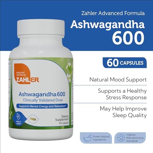 Cápsulas de Ashwagandha Zahler, Suplemento KSM-66 de 600mg, Apoyo para Relajación y Estrés, Kosher, 60 Cápsulas - imagen 2