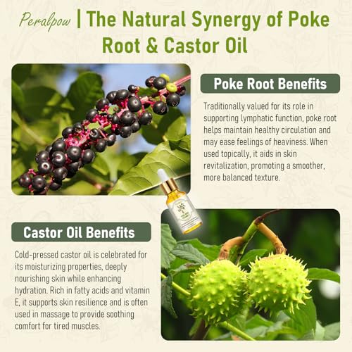 Mezcla Orgánica de Raíz de Poke y Aceite de Ricino Peralpow | Alivio Natural para Quistes, Forúnculos y Ganglios Linfáticos Inflamados | Apoya Tejido - imagen 2
