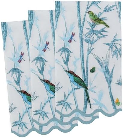 Servilletas de Papel Chinoiserie Teal de Stxy – Servilletas de Cena con Textura de Lino, Desechables para Baño – Decorativas con Aves Vintage, Bambú, - imagen 4